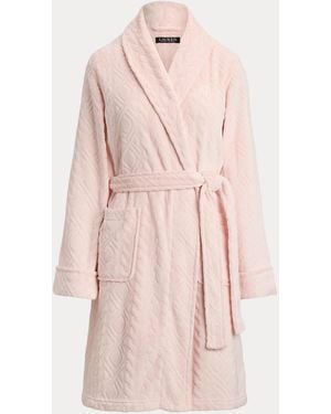 Lauren Ralph Lauren Blush Pink Chenille Shawl Collar Short Robe