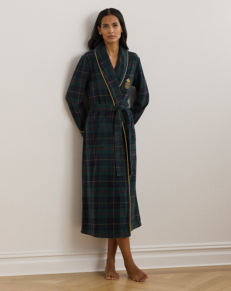 Lauren Ralph Lauren Embroidered Crest Polar Fleece Wrap Robe