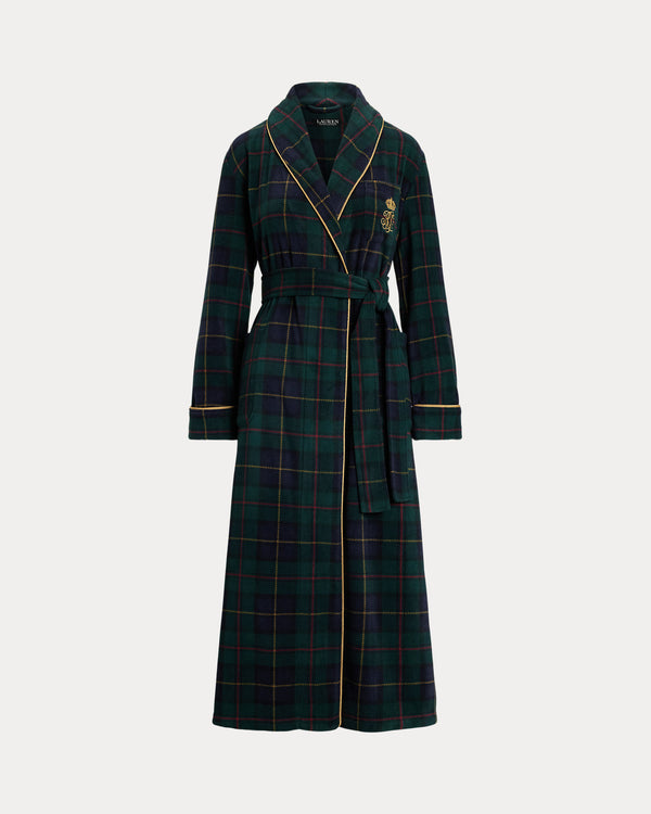 Lauren Ralph Lauren Embroidered Crest Polar Fleece Wrap Robe