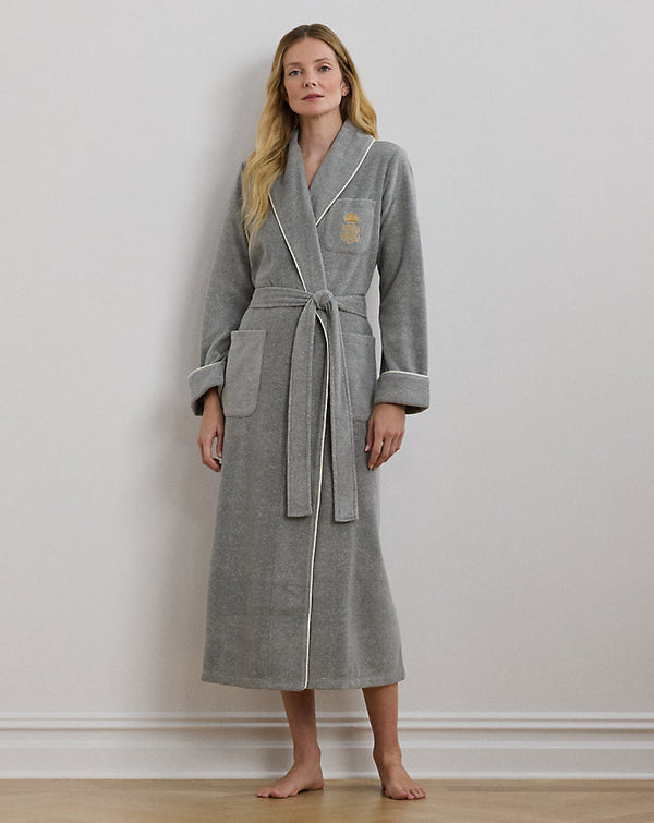 Lauren Ralph Lauren Embroidered Crest Polar Fleece Wrap Robe