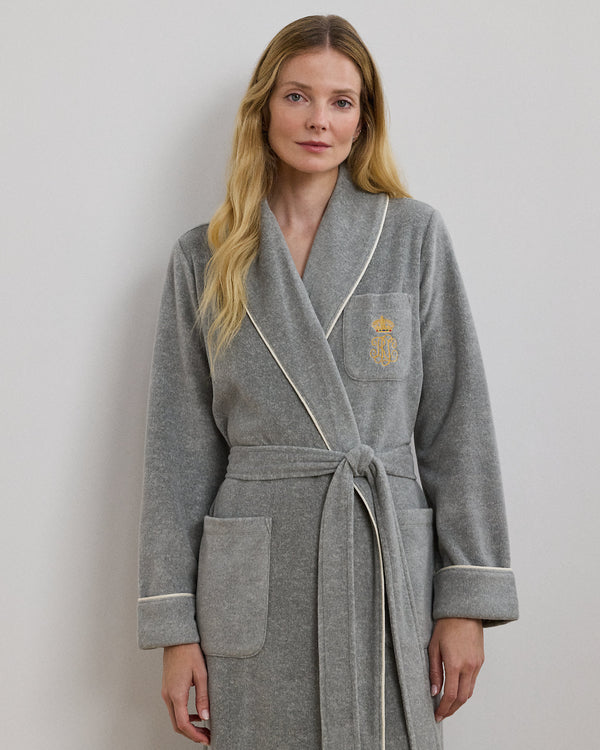 Lauren Ralph Lauren Embroidered Crest Polar Fleece Wrap Robe