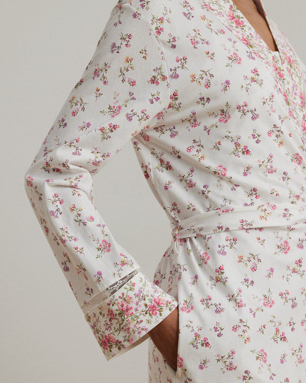 Lauren Ralph Lauren Lace-Trim Floral Cotton Jersey Robe