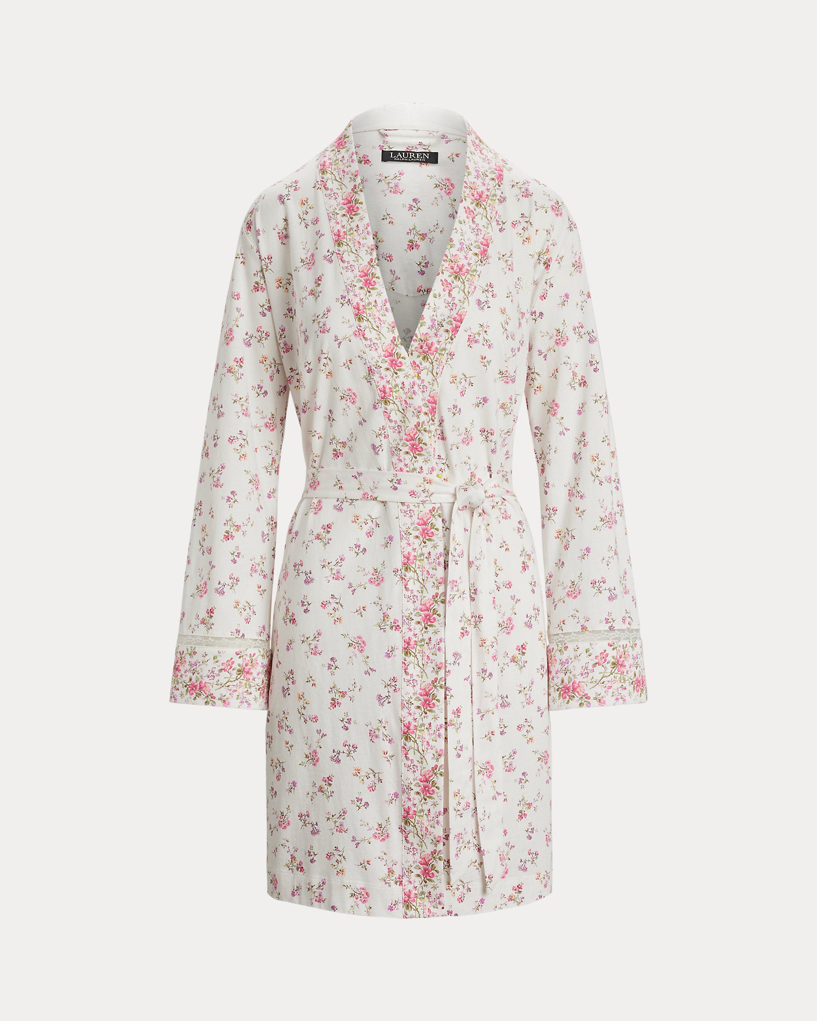 Lauren Ralph Lauren Lace-Trim Floral Cotton Jersey Robe