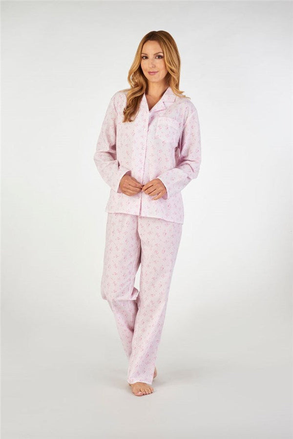 Slenderella Floral Button Through Tailored Woven Pyjama