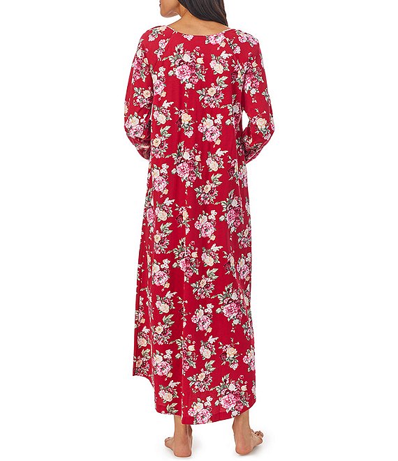 Carole Hochman Rose Floral 3/4 Sleeve V-Neck Cotton Jersey Waltz