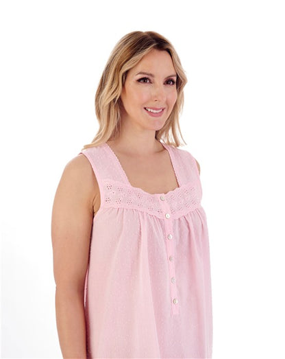 Circular Dobby Dot Cotton Sleeveless Nightgown
