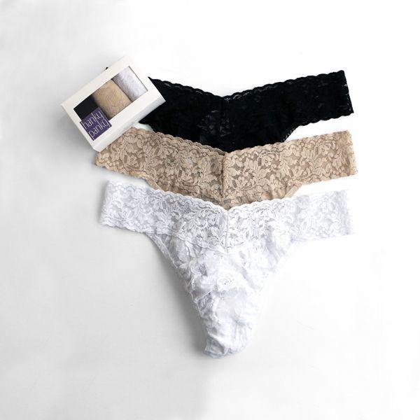 Hanky Panky Three Pack Signature Lace Original Rise Thongs - Monaliza's Fine Lingerie 