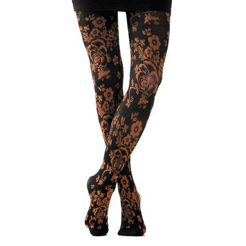 Foot Traffic 938 Floral Tights Bronze
