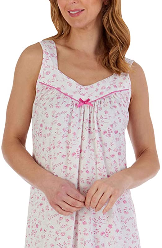 Trailing Floral Cotton Tank Knit Nightgown