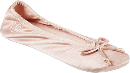 Isotoner Satin Ballerina Slipper 9i779 Pink
