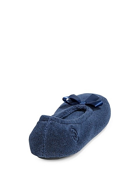 Isotoner navy blue deals peach open slippers