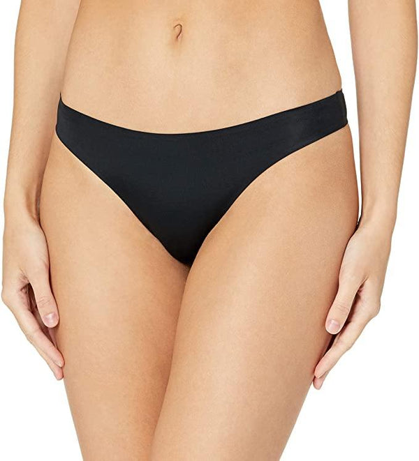 Luxe Stretch Seamless Laser Cut One Size Thong - Onyx Black - Monaliza's Fine Lingerie 