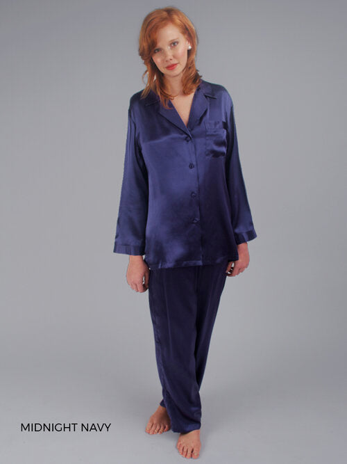 Linda Hartman 51021 Silk Pajama  Midnight Navy