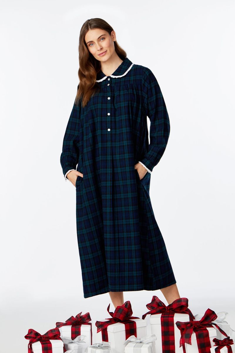 Lanz of Salzburg Peter Pan Collar Flannel Cotton Nightgown