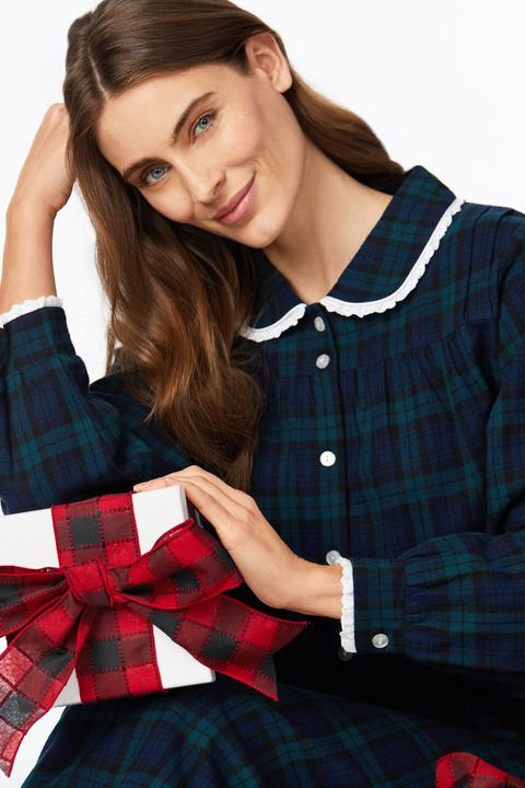 Lanz of Salzburg Peter Pan Collar Flannel Cotton Nightgown