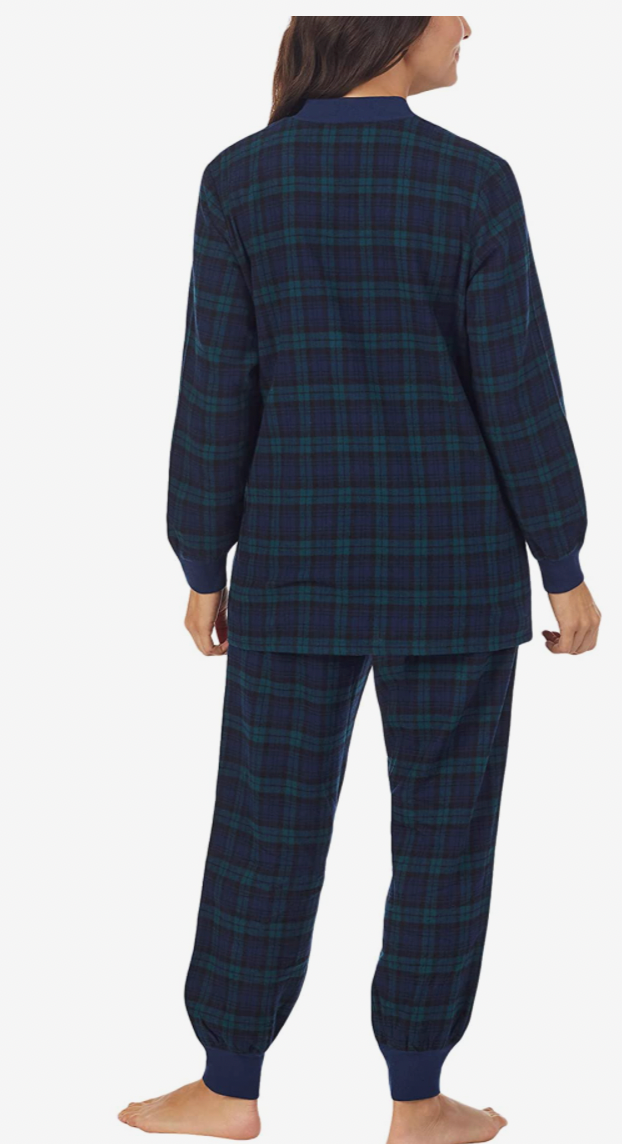 Lanz of Salzburg Henley Ski Pajamas - Green Tartan