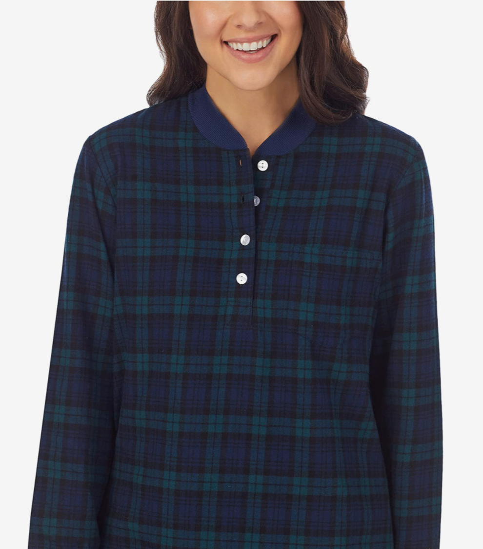 Lanz of Salzburg Henley Ski Pajamas - Green Tartan