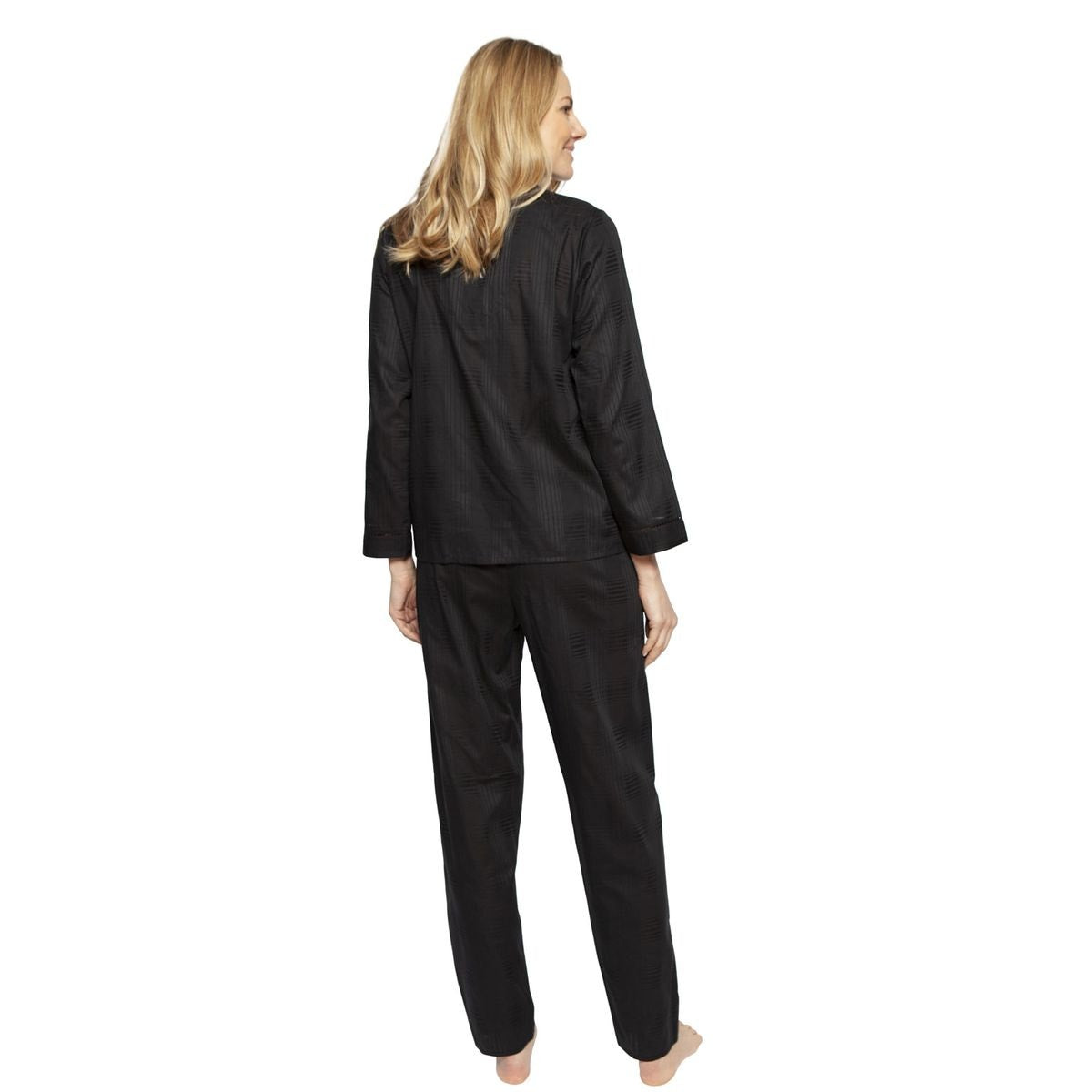 Nora Rose 100% Lawn Cotton Woven Check Long Sleeve Pajama Set