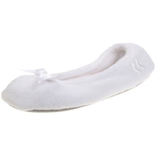 Isotoner Classic Terry Ballet Slipper White Monalizas Fine Lingerie 