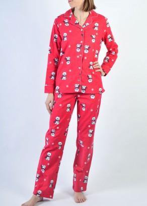 Claudel 100% Cotton Flannel Pajamas Red - Monaliza's Fine Lingerie 